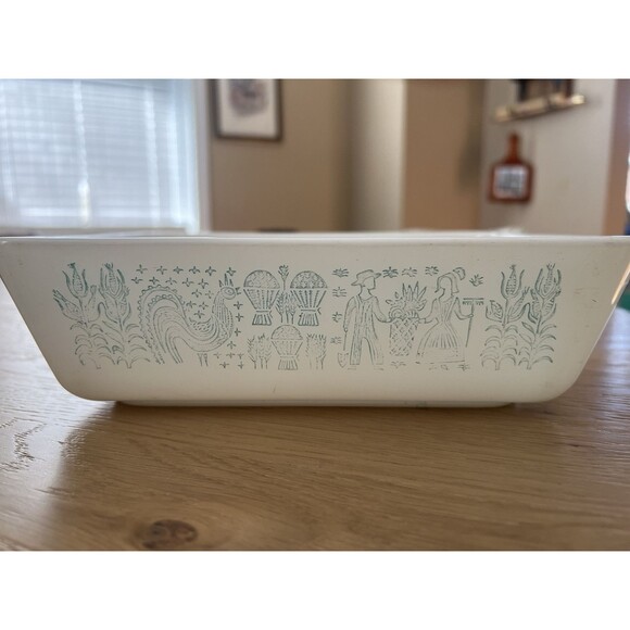 Pyrex Amish Butterprint Turquoise 0503 1.5 Qt Casserole & 0501 Refrigerator Dish - Picture 2 of 11